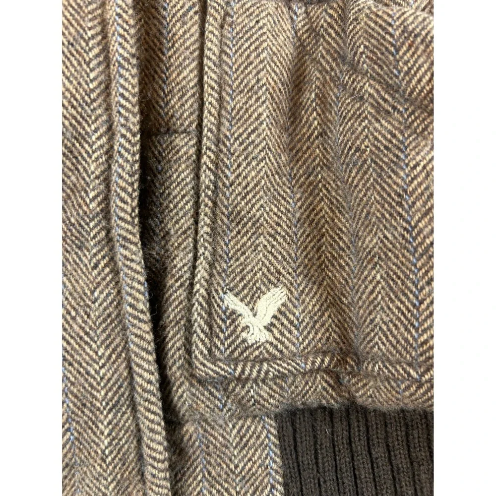 American Eagle Outfitters‎ Mens Brown Herringbone Quilted Vest Size Medium